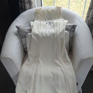 Jessica McClintock Ivory Sleeveless  Dress with Lace Yoke